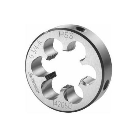 Garant 3/4in-14 HSS Round Die, for Whitworth Pipe Threads, Closed/Pre-Slit Form 142050 G3/4